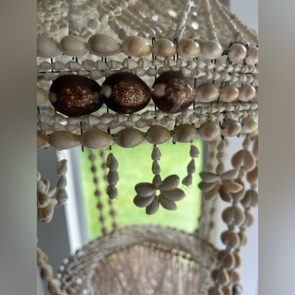Vintage Puka Sea Shell Hanging Basket Plant Holder Hanger Tiered 45” LARGE - Picture 4 of 8